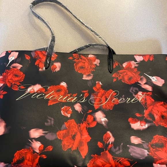NWOT Victoria's Secret 2019 Limited Edition Rose on Black Tote - Picture 4 of 8